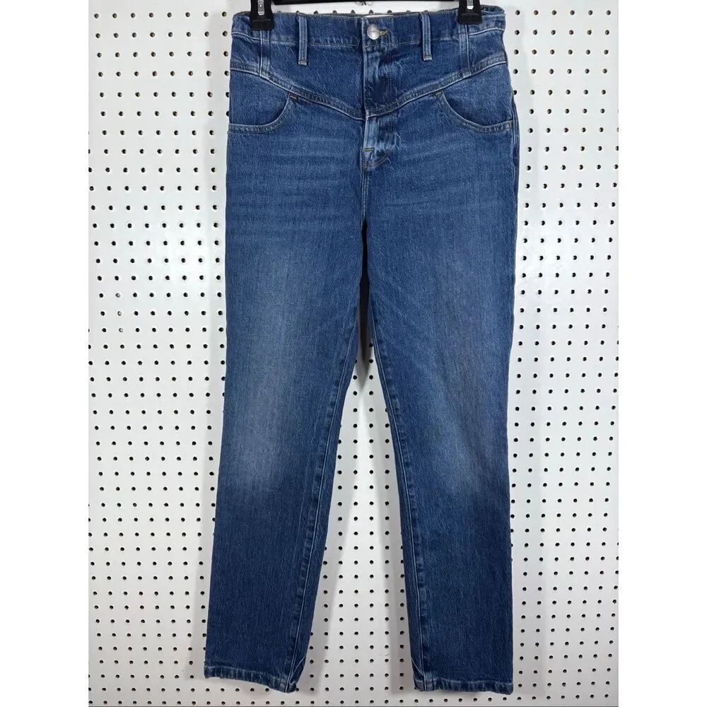 FRAME Western V-Yoke High Waist Straight Jean Size 28